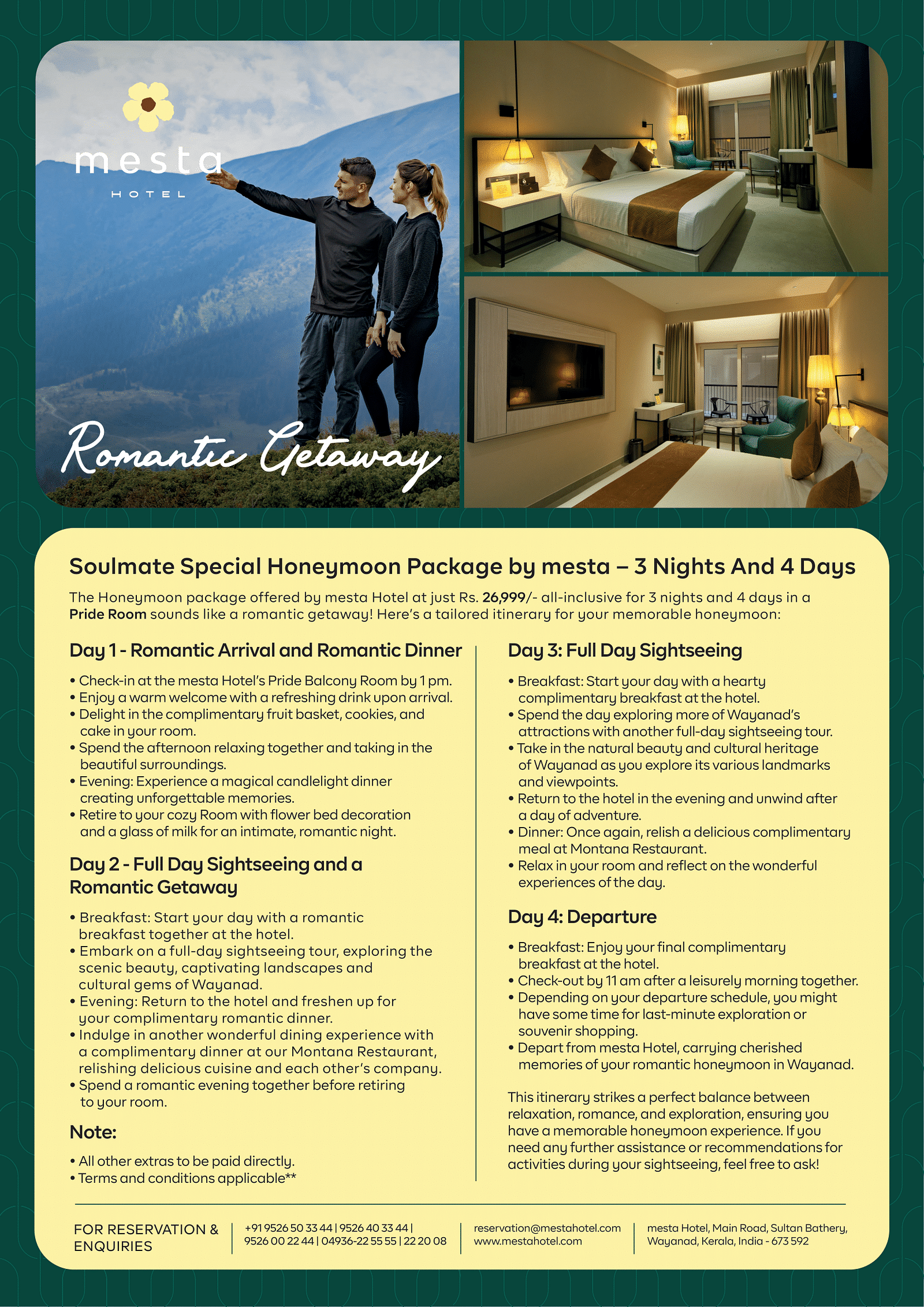 honeymoon 3-4 pride day poster with package details