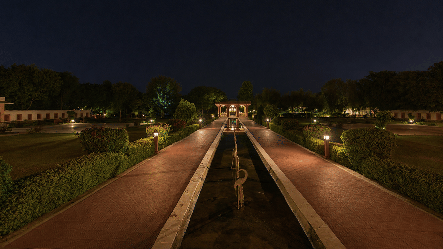 Garden Pathway with Fountain-Umaid Palace Dausa-Resort Near Jaipur