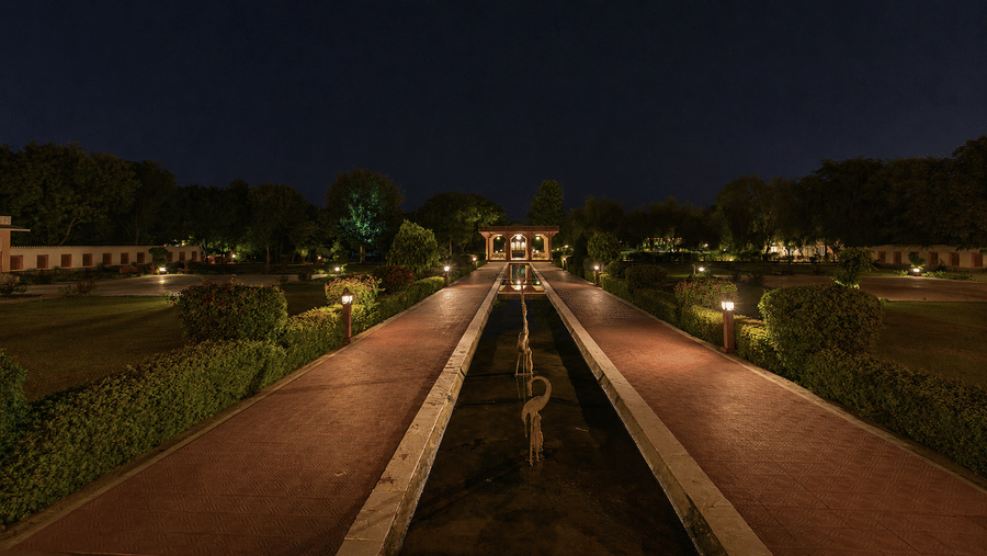 Garden Pathway with Fountain-Umaid Palace Dausa-Resort Near Jaipur