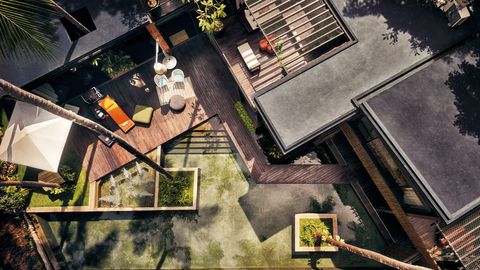 Aerial image of a family villa in goa