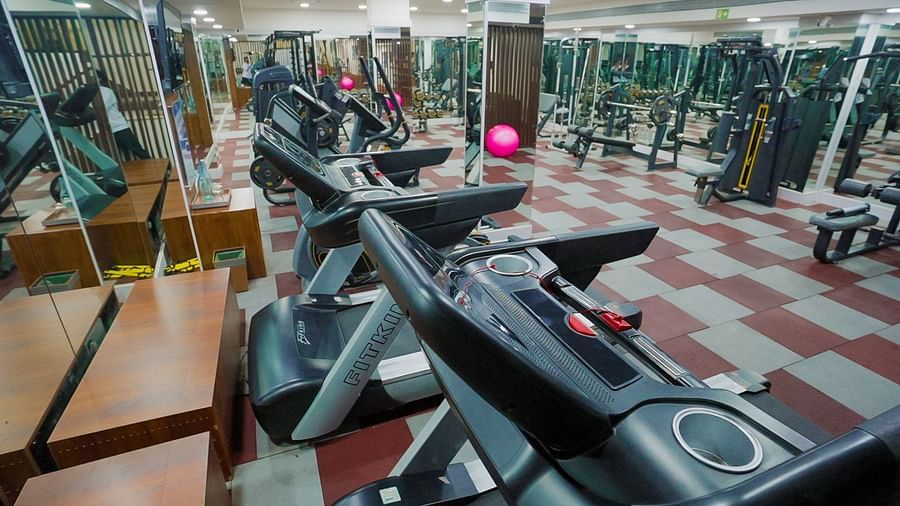 View of the treadmill-equipped gym area at Sobit Sarovar Portico, Goa