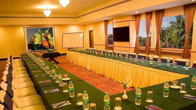 Ramanashree California Resort - view of the conference room with water bottles on the table