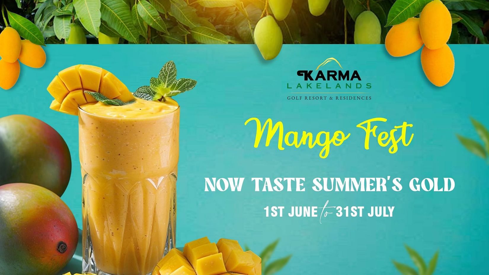 A creative for Mango Fest at Karma Lake lands