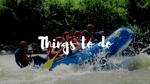 people river rafting with the words things to do written across the picture