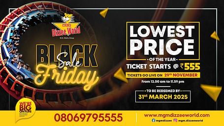 Black friday sale creative with details regarding the offer mention on it - MGM Dizzee World