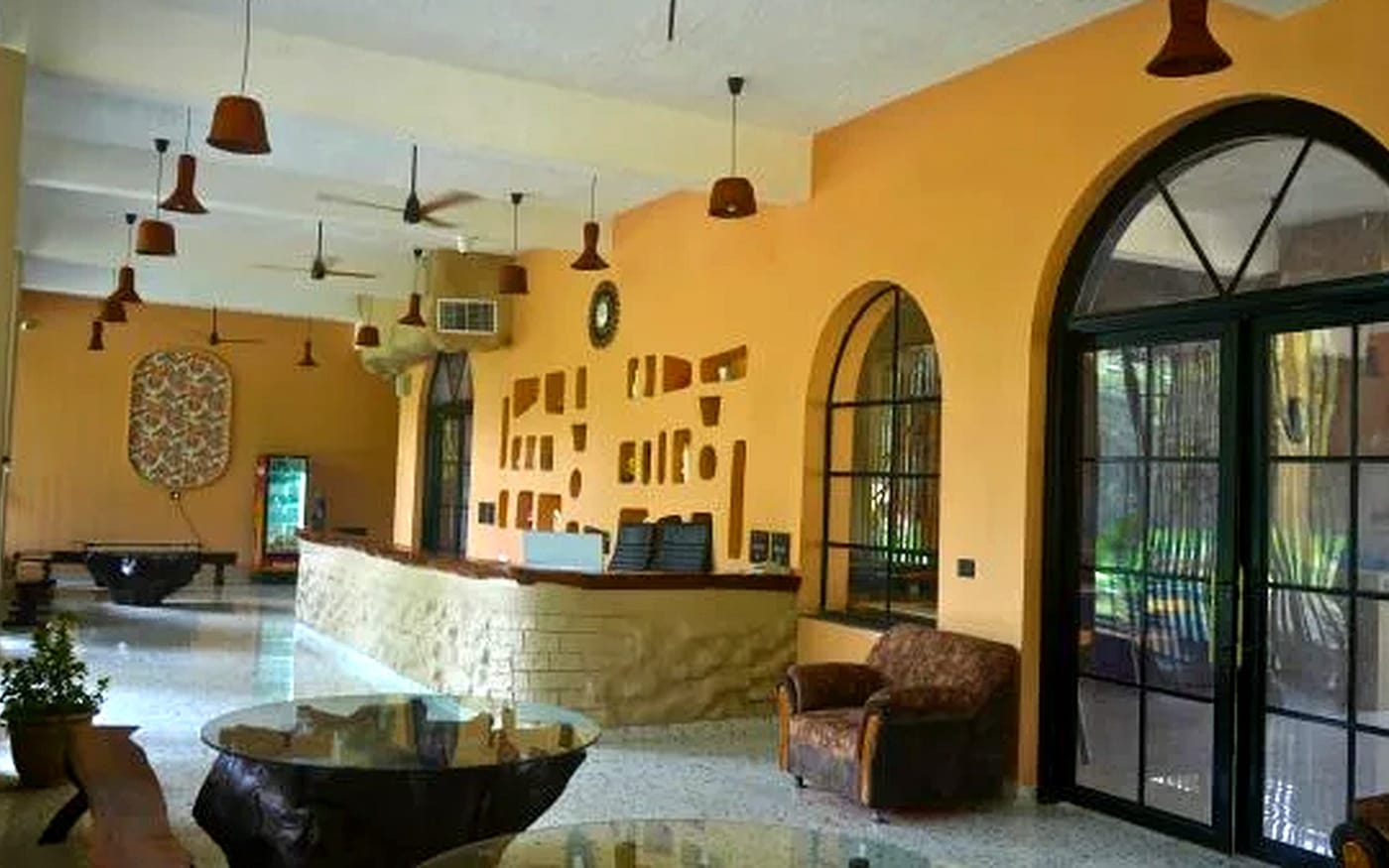 The lobby seating area at Signum Resort, Bandhavgarh