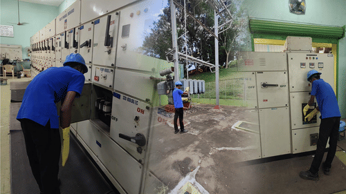 Sanitisation and maintenance in progress to ensure hygiene and cleanliness at Black Thunder facilities.