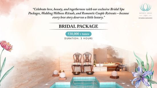 An elegant bridal package in Bengaluru, showcasing a serene spa setting with plush seating, candles, and a tranquil ambiance for pre-wedding pampering.