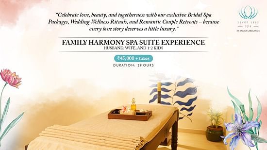 The 'Enchanted Harmony Spa Suite Experience' in Bengaluru, highlighting a comfortable massage bed, relaxing decor, and a promise of sensory bliss.