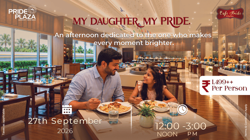 My Daughter My Pride event showing a father and daughter dining at a restaurant. Valid on 27th September 2026, 12:00 PM to 3:00 PM, priced at 1,499.