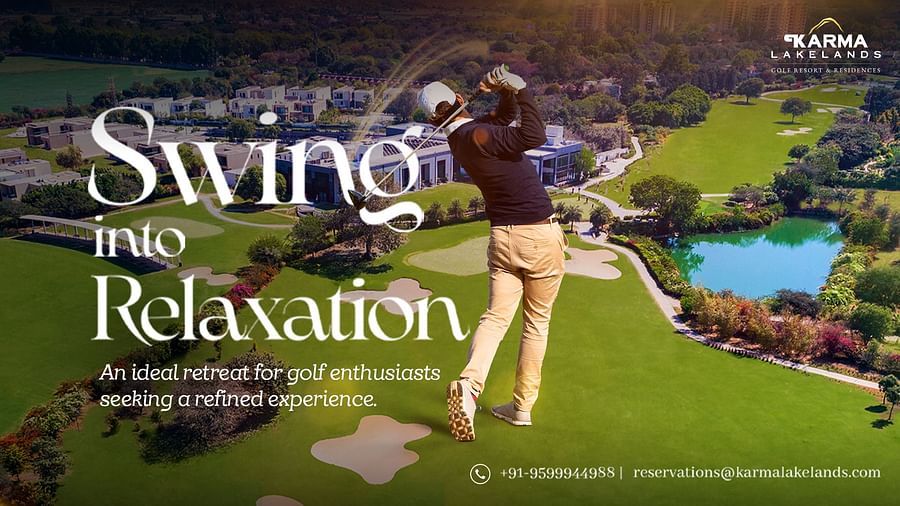 Picture with the text Swing into relaxation - Golf offer