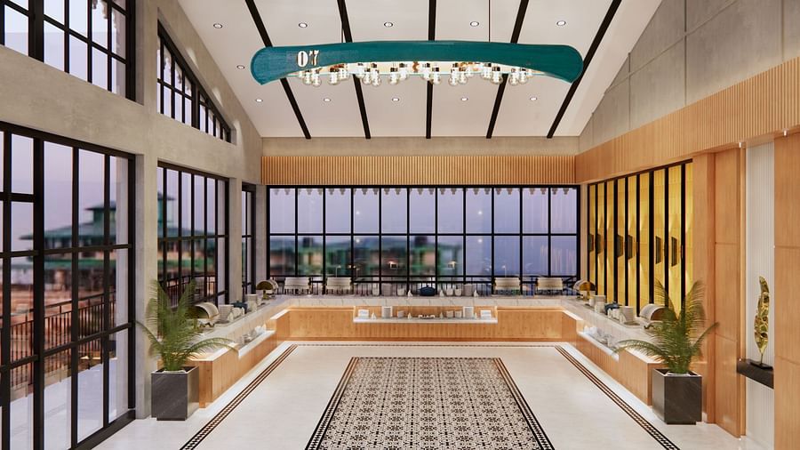 Contemporary hotel reception area
