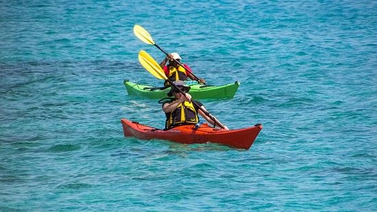 kayakers battling to go ahead in a river in Chikmagalur