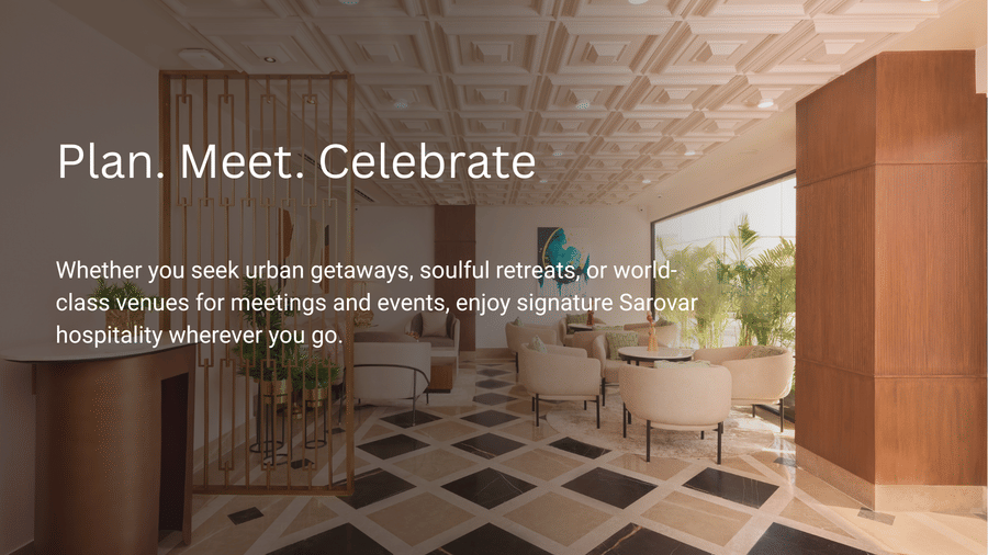 Creative banner showcasing elegant hotel lobby with checkered flooring at Sarovar Hotels Private Limited - India's Leading Hotel Chain.