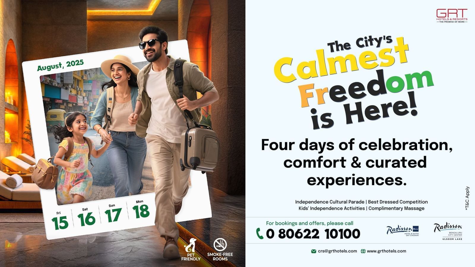 August 2025 Freedom Escape offer – 4 days of celebration, comfort & curated experiences at GRT Hotels & Resorts