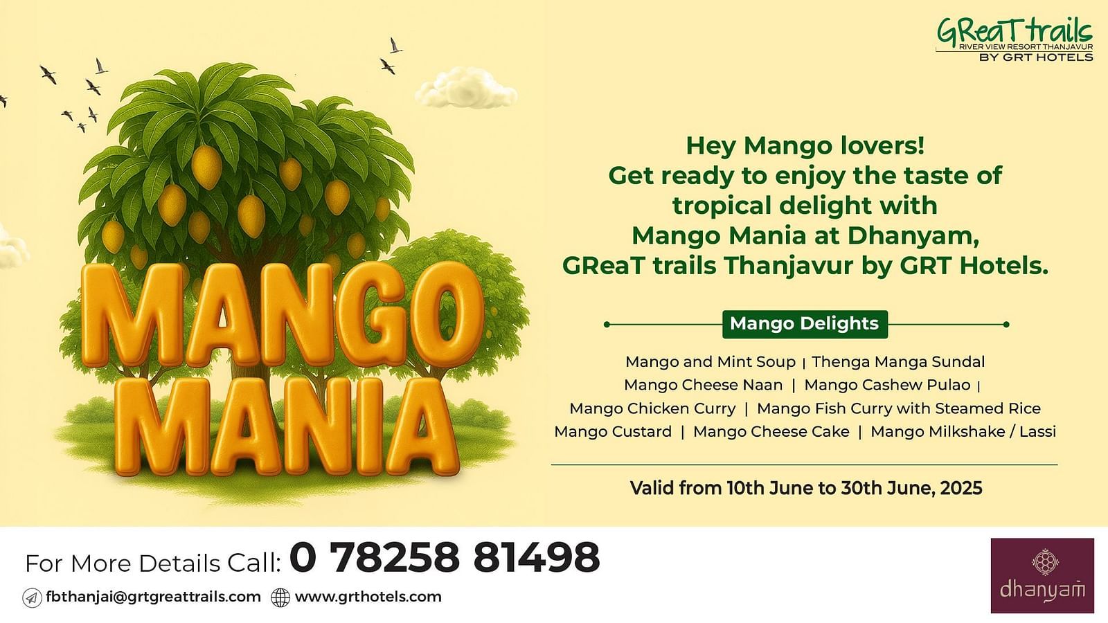 A creative for mango mania in GReaT trails Thanjavur