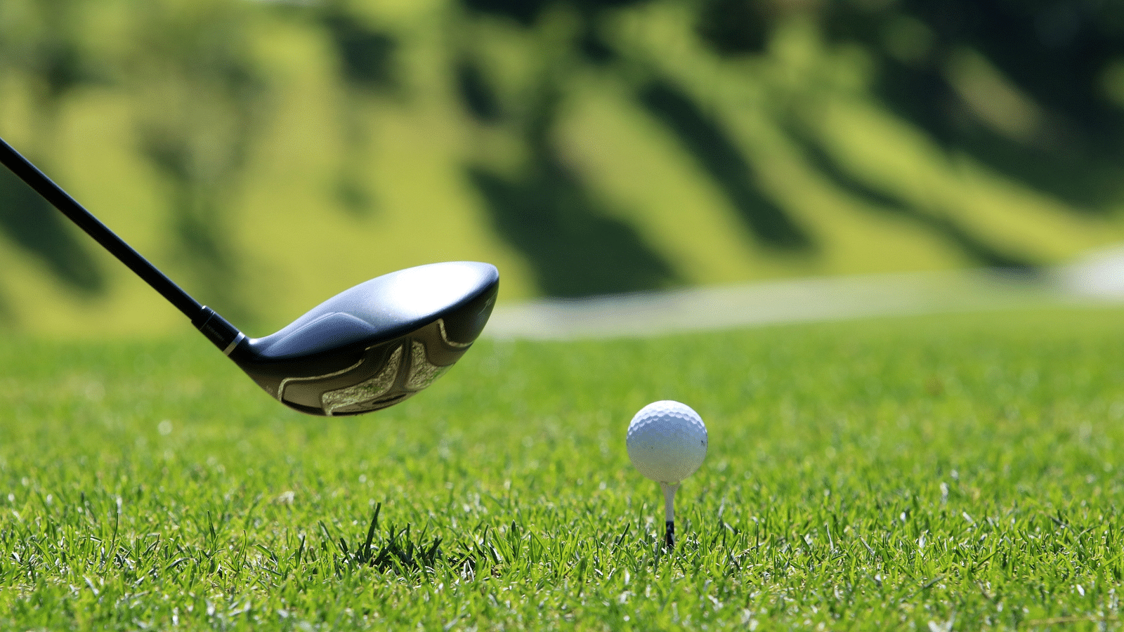 A close up shot of a golf ball kept on a tee  - Rhythm Gurugram