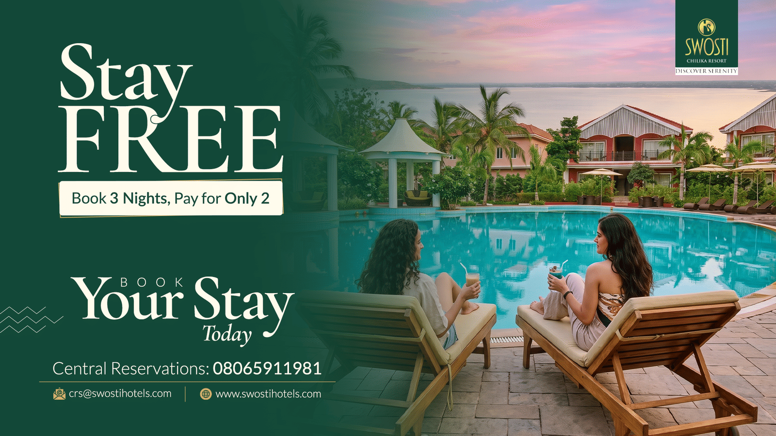 Stay FREE - One Night Chilika Resort Package