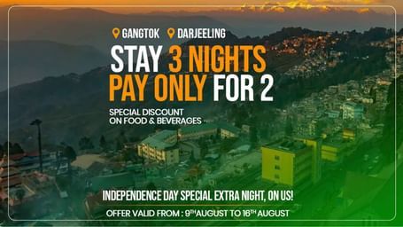 Aerial view banner for “Stay 3 Nights, Pay for 2” Freedom Offer at 6S Alumbra – perfect for longer getaways with scenic views.