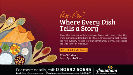 A creative banner for Local taste at Regency Tiruttani by GRT Hotels