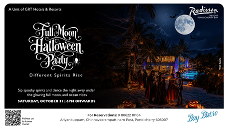 Full Moon Halloween Party at Radisson Resort Pondicherry Bay: costumes, spooky spirits and beach vibes.