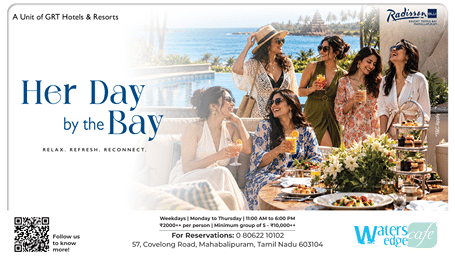 Women enjoying Her Day by the Bay with food and drinks at Radisson Blu Resort Temple Bay Mamallapuram