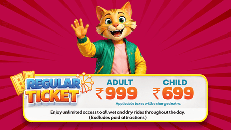 Enjoy exclusive dry and wet rides with our Regular Tickets at MGM Dizzee World. Tickets for a child starts at INR 699, and ticket for an adult, it start at INR 999.