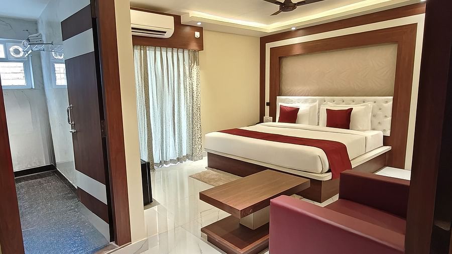 Honeymoon Suite with a king size bed and a minimalist design at Yashshree Bangla Queen, Digha.