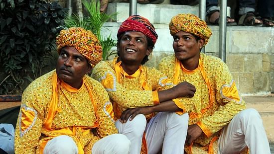 men clad in yellow