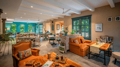 Seating arrangements at under the neem - Karma Lakelands.