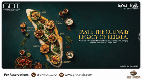 Taste the Culinary Legacy of Kerala at GReaT trails Wayanad by GRT Hotels with Kerala's finest biriyanis and grills.