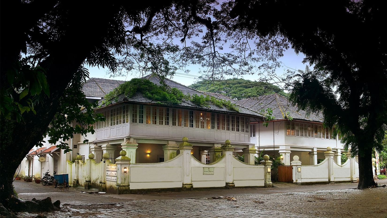 The Tower House - The central entrance that leads to the twin buildings of the Tower House
