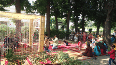 a decorated mantap with a photographer and other people looking on - The Baradari Palace