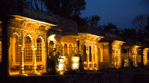 Brightly lit Deo Bagh - 17th Century in Gwalior during night time
