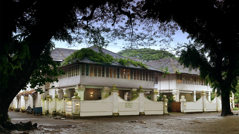 The central entrance leading to the twin buildings ofTthe Tower House