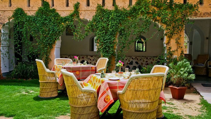 The outdoor dining arrangement of our Restaurants in Alwar - Hill Fort-Kesroli 
