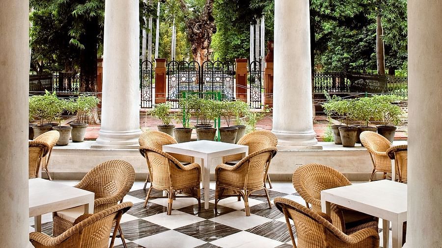 round table seating arrangements at the restaurant - The Baradari Palace