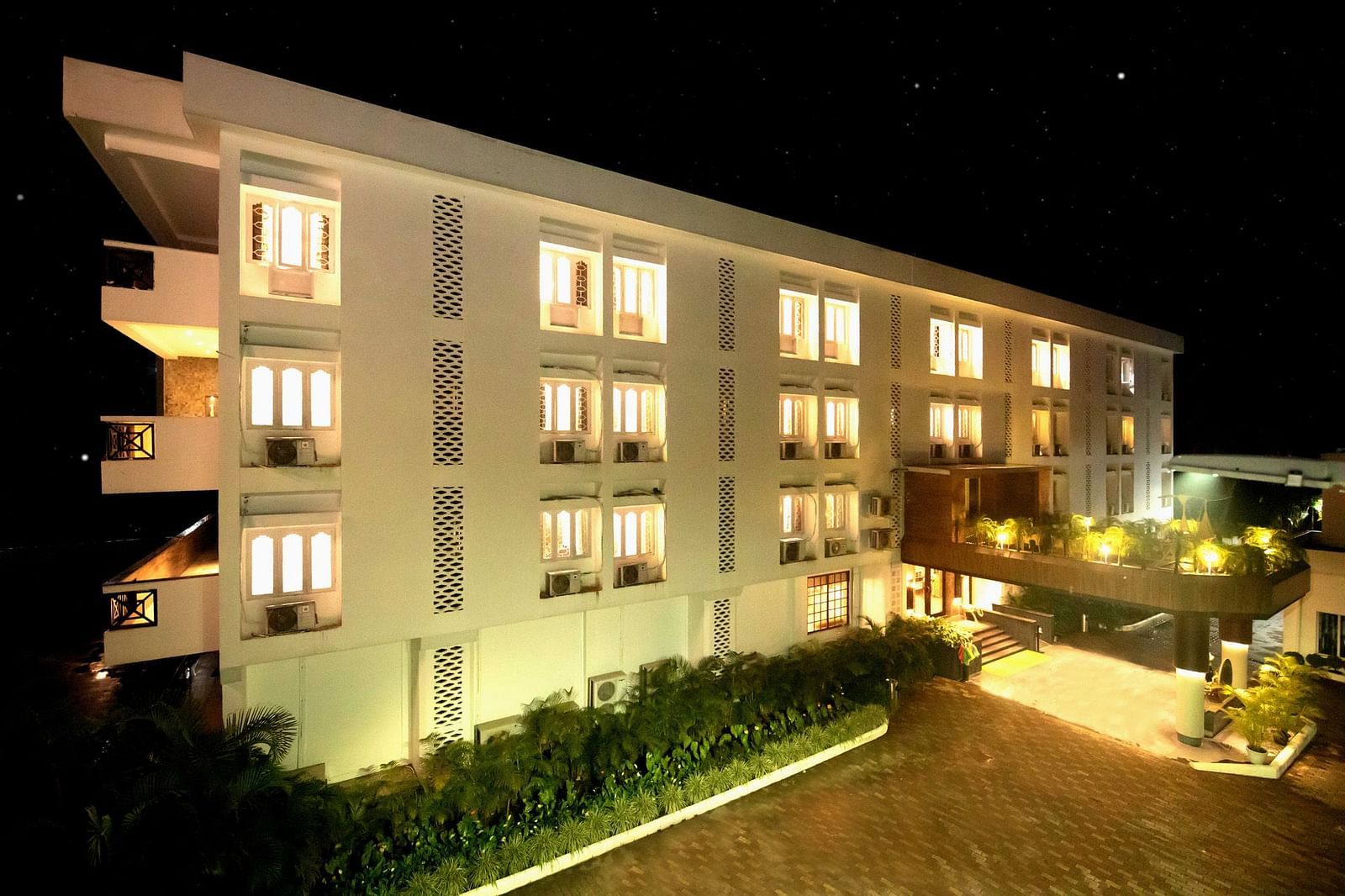 A side exterior view of the The Cindrella Hotel, Siliguri