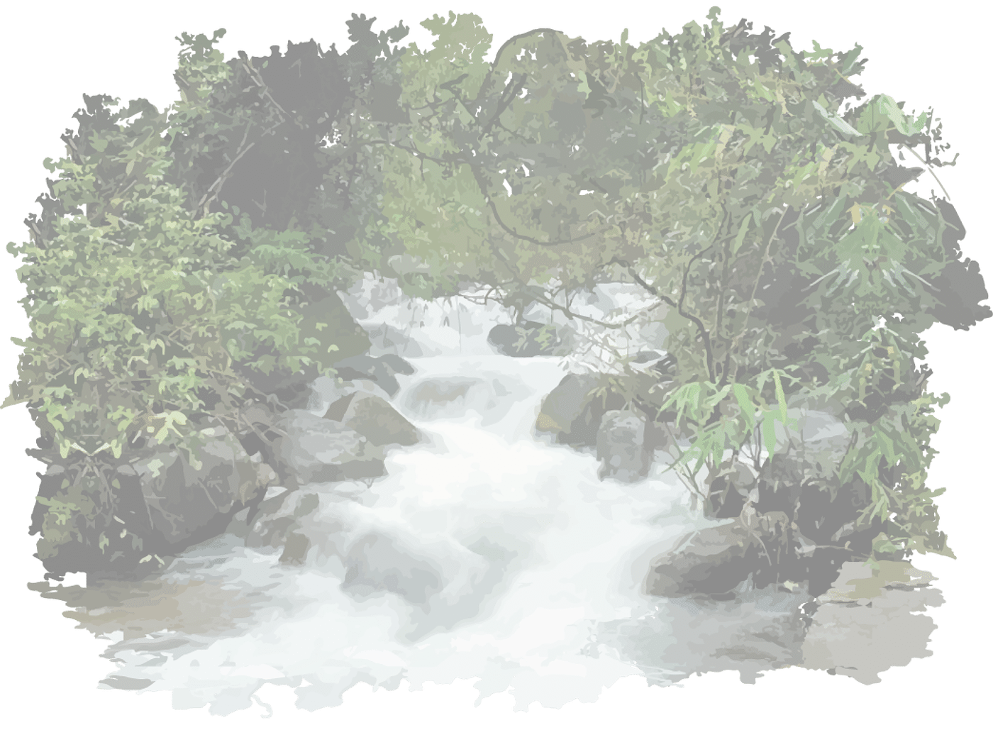 A faded illustration of waterfalls