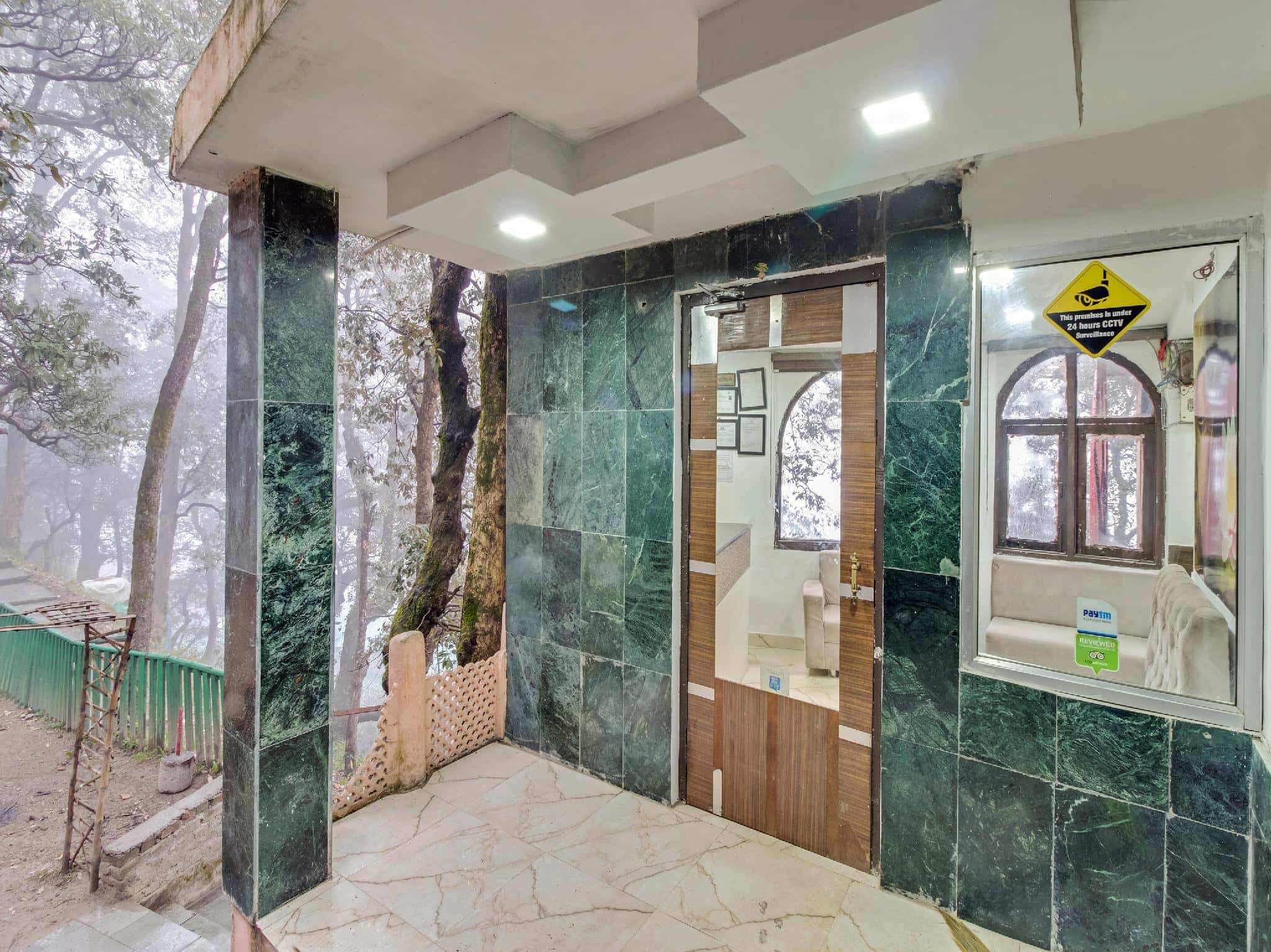 Green-marble entrance vestibule at Hotel Highland, Dalhousie