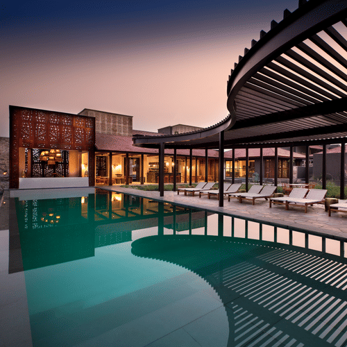 Contemporary pool at Aramness Gir