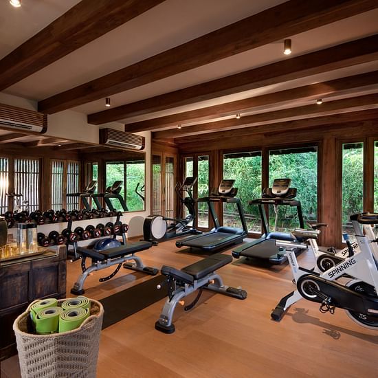 A Well-Equipped Gym Surrounded by the Greens