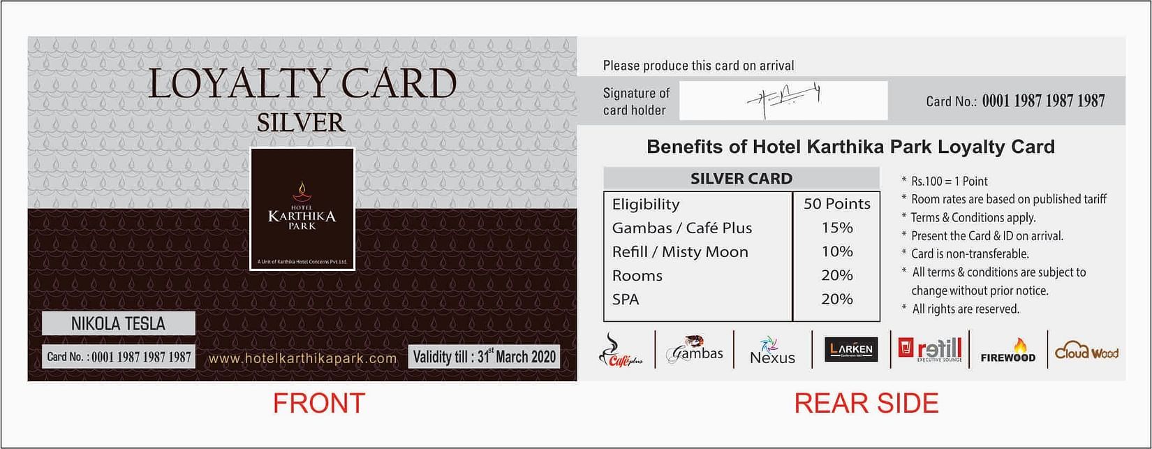 Loyalty Card at Hotel Karthika Park 3