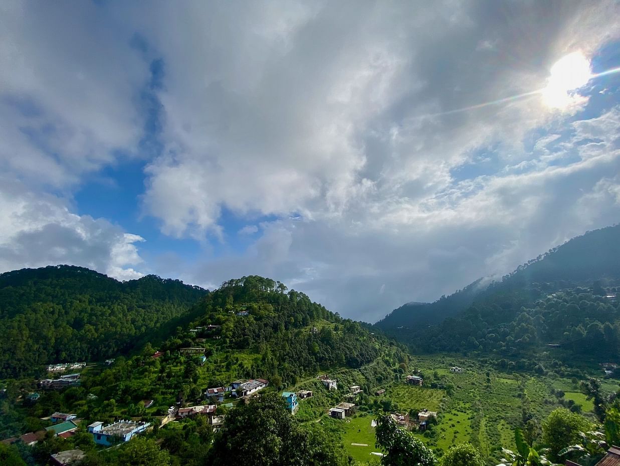 mountain peak with dense clouds