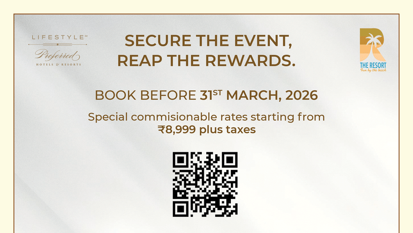 Promotional creative for Partner Rewards Booking Offer at The Resort Mumbai, offering special commissionable rates starting from INR 8,999 plus taxes and valid till 31st March, 2026.
