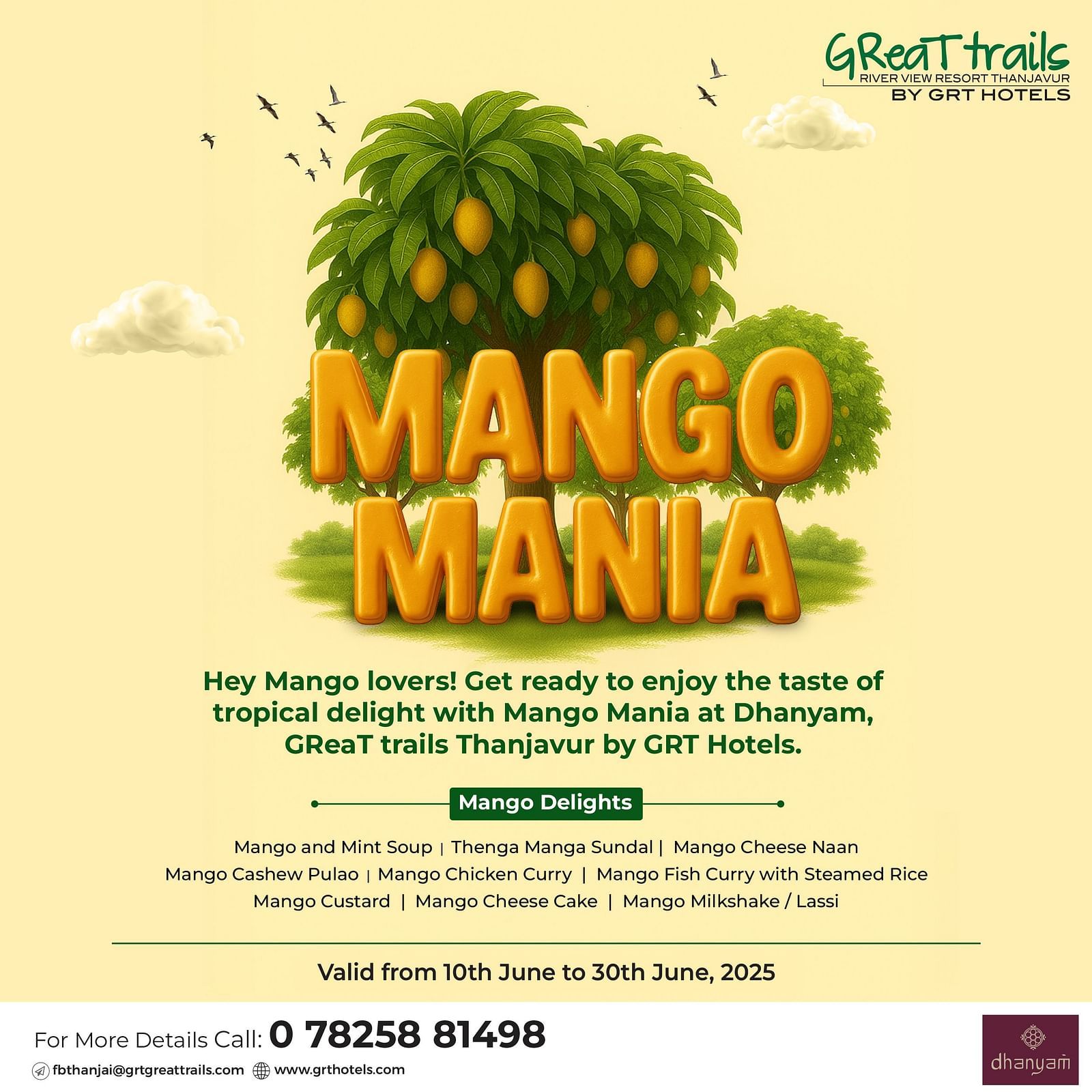 A creative for mango mania in GReaT trails Thanjavur