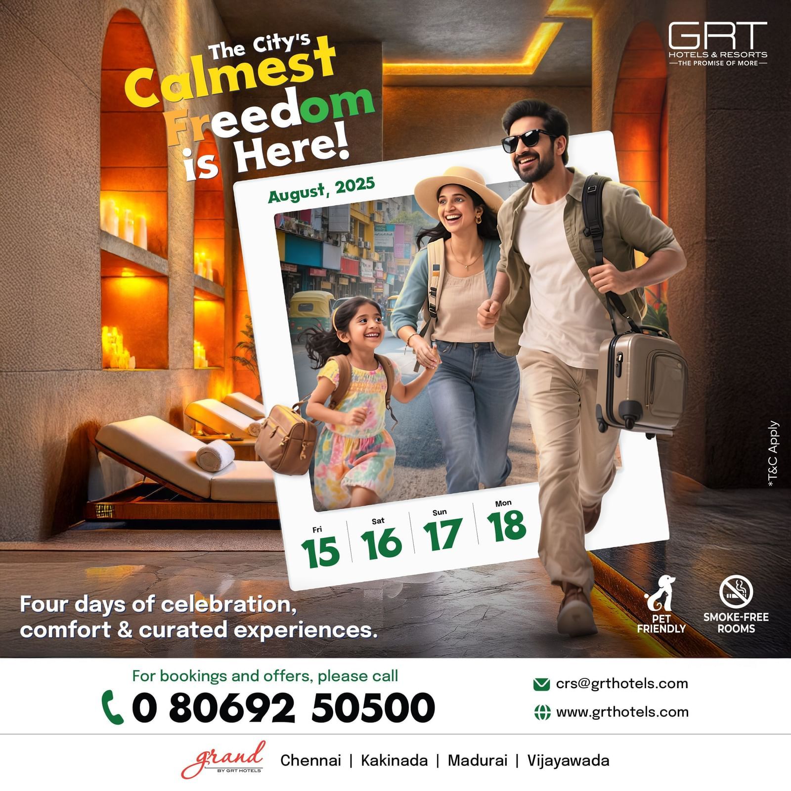 August 2025 Freedom Escape offer – 4 days of celebration, comfort & curated experiences at GRT Hotels & Resorts