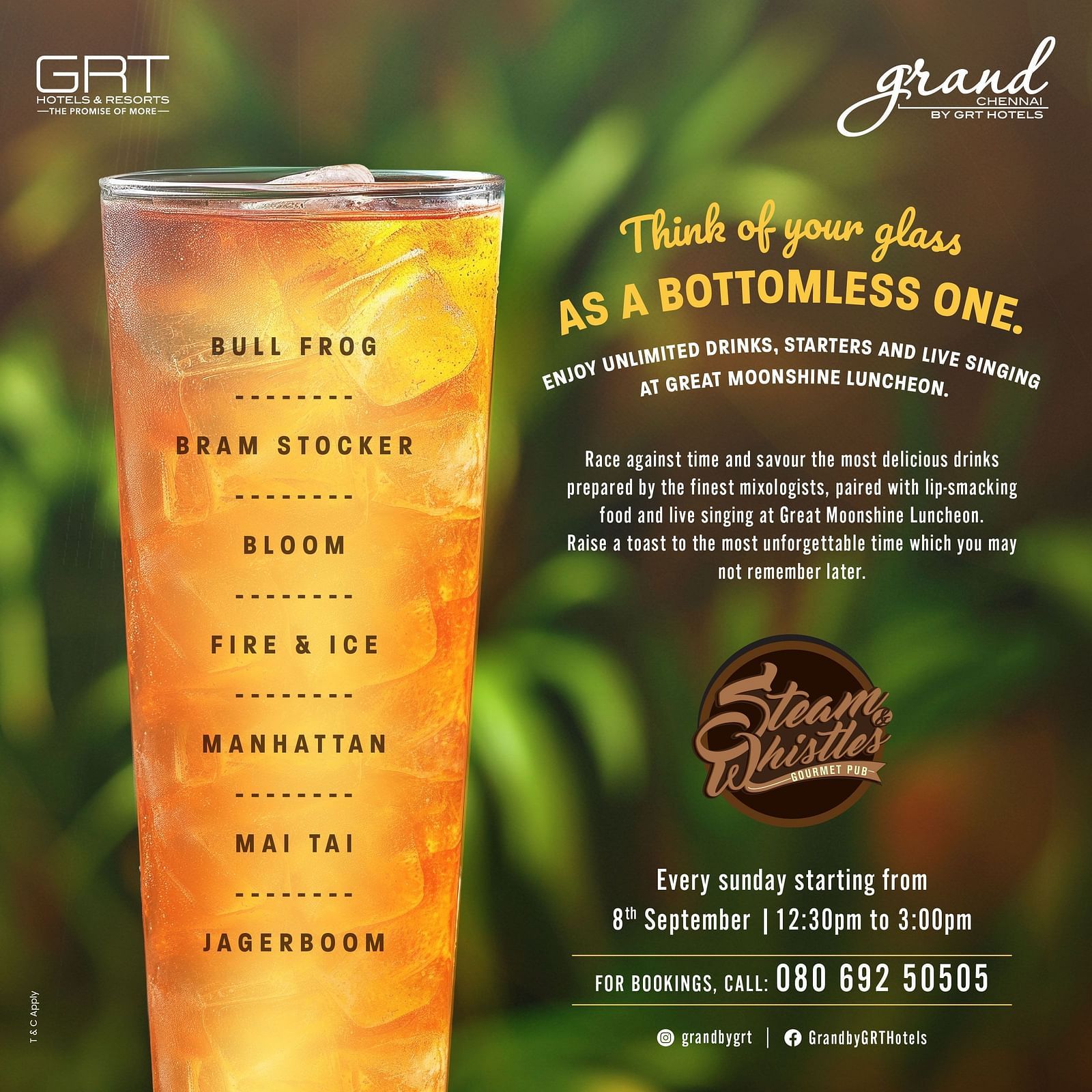 Grand Chennai  Moonshine Luncheon  banner for mobile version with the details about the offer