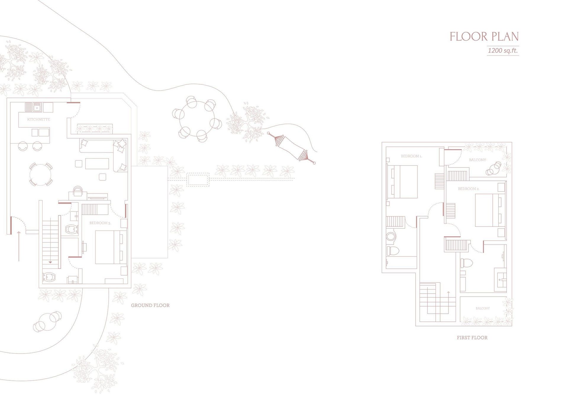 Site plan layout showing the property map and structures within Karma Chalets.