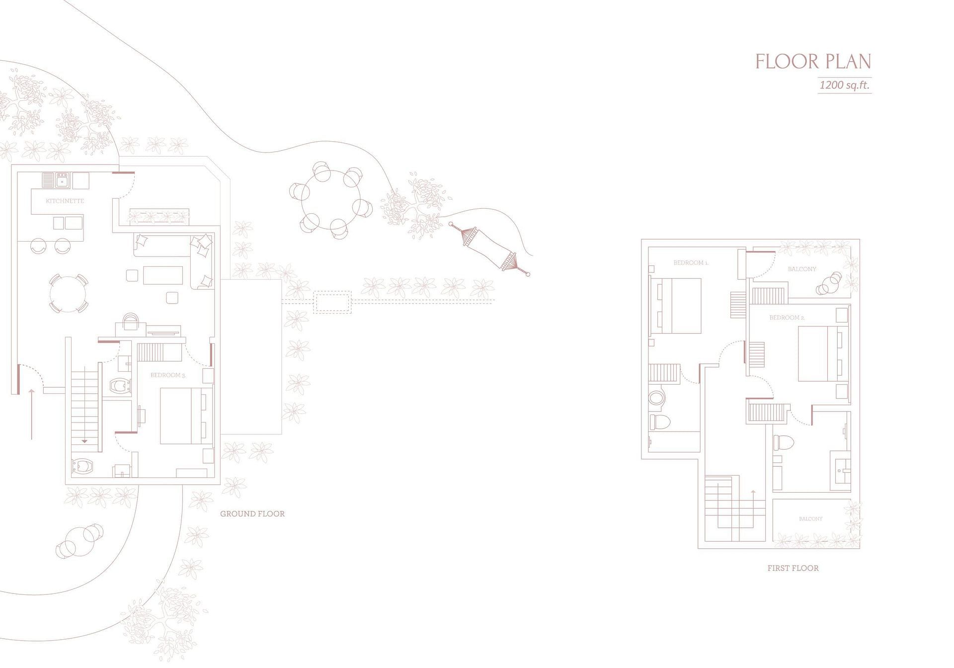 Site plan layout showing the property map and structures within Karma Chalets.
